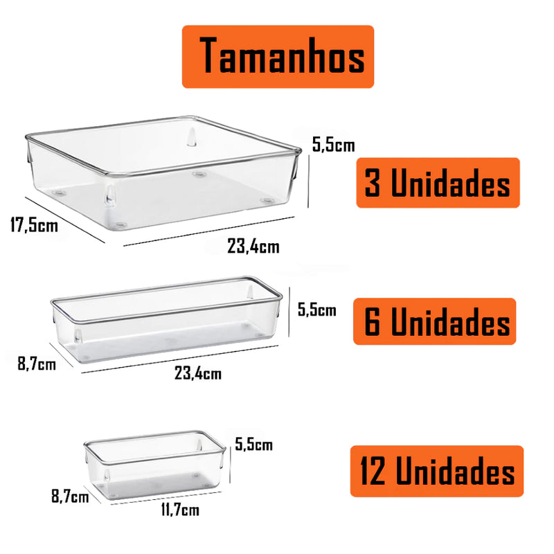 Kit 21 Organizadores Multiuso Modulares para Gavetas